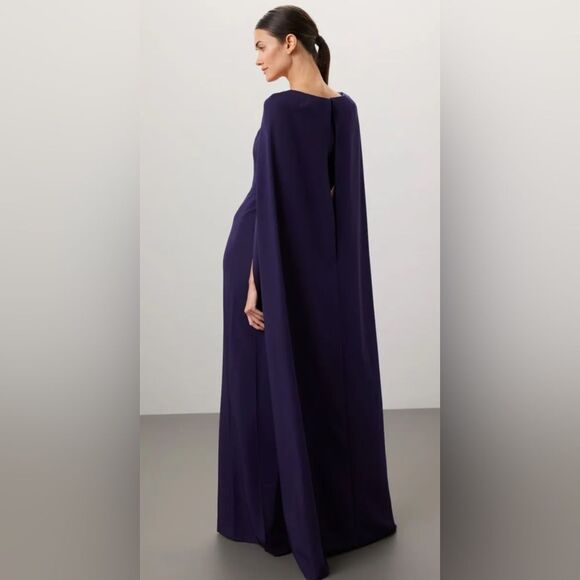 Marchesa Notte Cape Column Gown Dress Size 6 - Picture 3 of 9